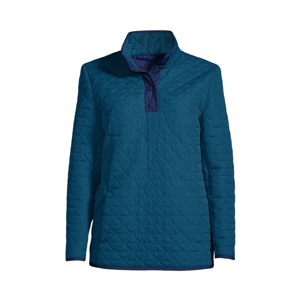 NWT LAND’S END Insulated Quilted Snap Neck Pullover. Size L/T Color: Baltic Tail